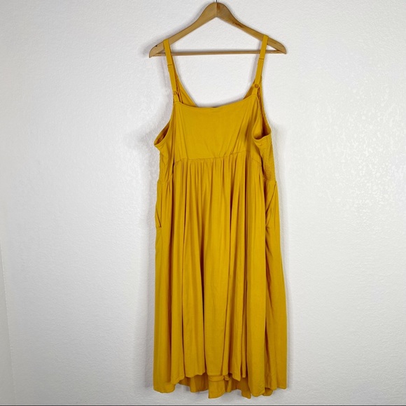 Torrid Mustard Yellow Smocked Side Midi Dress - Picture 7 of 7